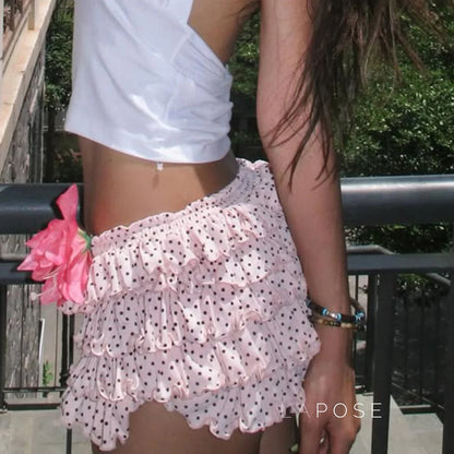 Ziona Polka Dot Ruffle Mini Skirt