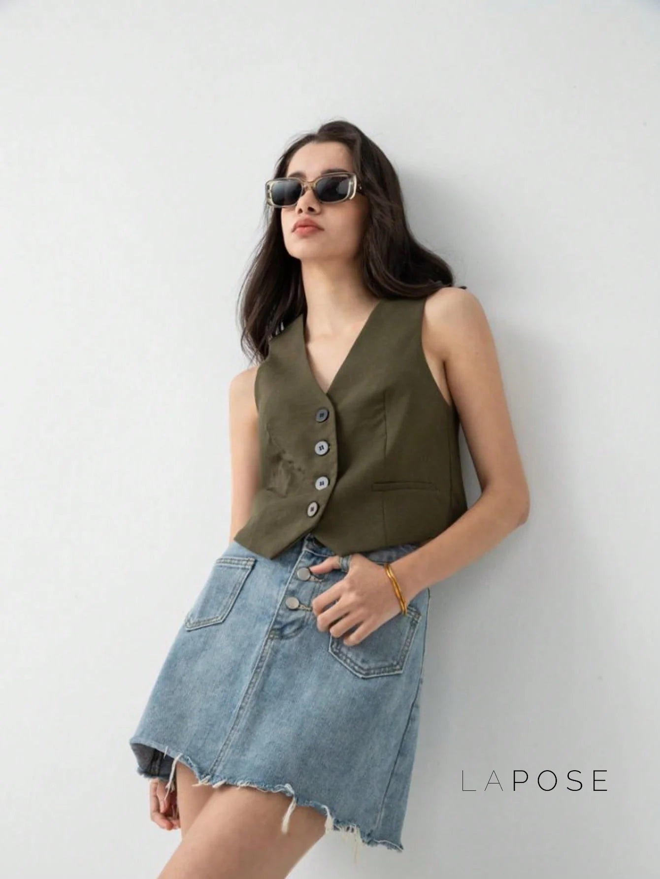 Zuri Cropped Button-Up Vest