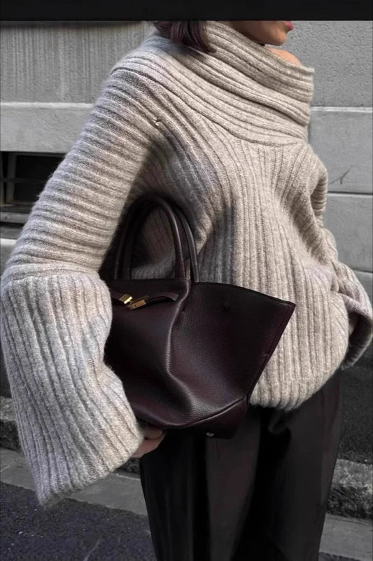 Lazy Chic Off-Shoulder Knit Sweater