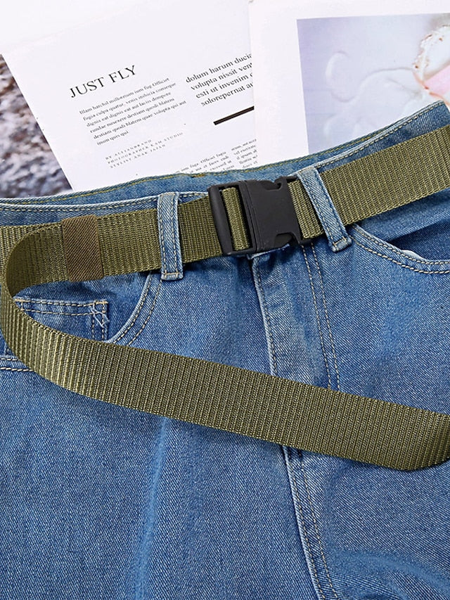 Men's Web Belt Canvas Plastic Buckle Plain Classic Casual Work Daily Black Blue Green Coffee for Women