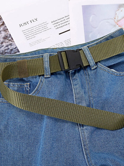 Men's Web Belt Canvas Plastic Buckle Plain Classic Casual Work Daily Black Blue Green Coffee for Women