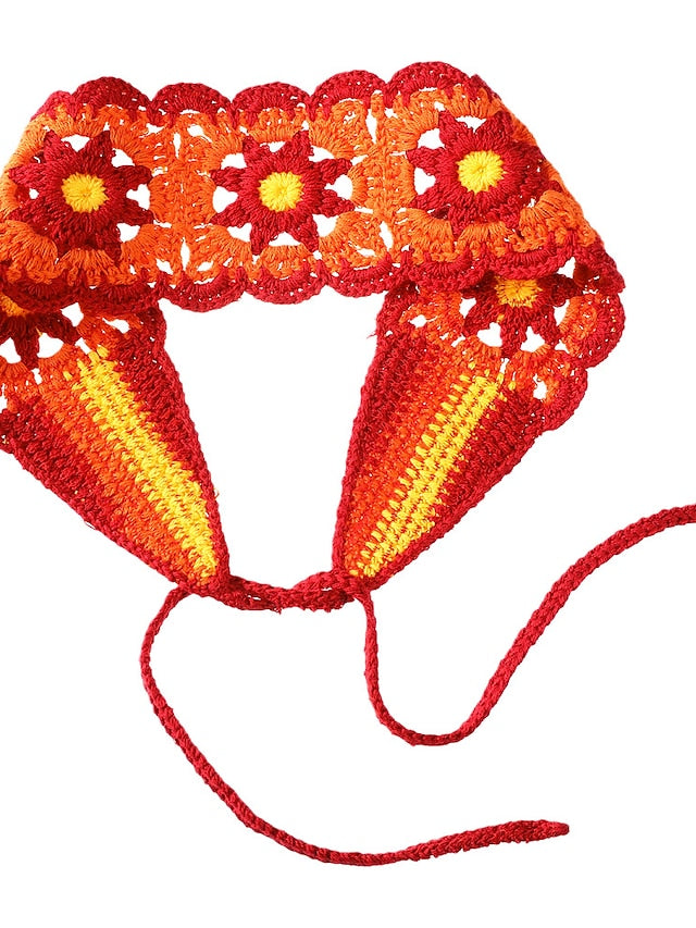 1pc Crochet Hippie Headbands for Women Boho Hair Bands Floral Bandanas Knit Head Wrap for Girls Holiday Headband for Women