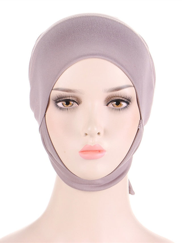 Soft Adjustable Inner Hijab Caps Muslim Stretch Tie Back Jersey Cap Islamic Underscarf Bonnet Female Headscarf Headwrap Arab Turban for Women