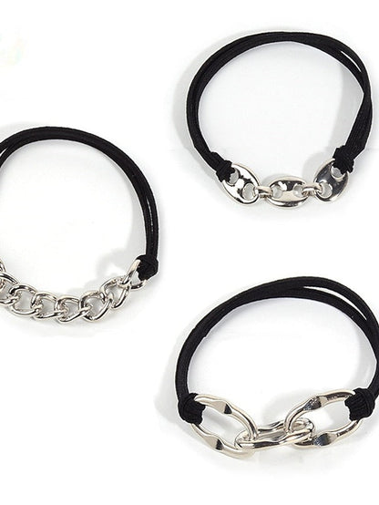 3pcs Hair Ties Scrunchie For Street Daily Holiday Classic Rubber Alloy Black khaki for Women