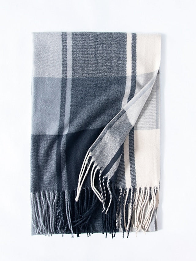 Shawls & Wraps Outdoor Dailywear Holiday Black Red Blue Scarf Plaid for Women