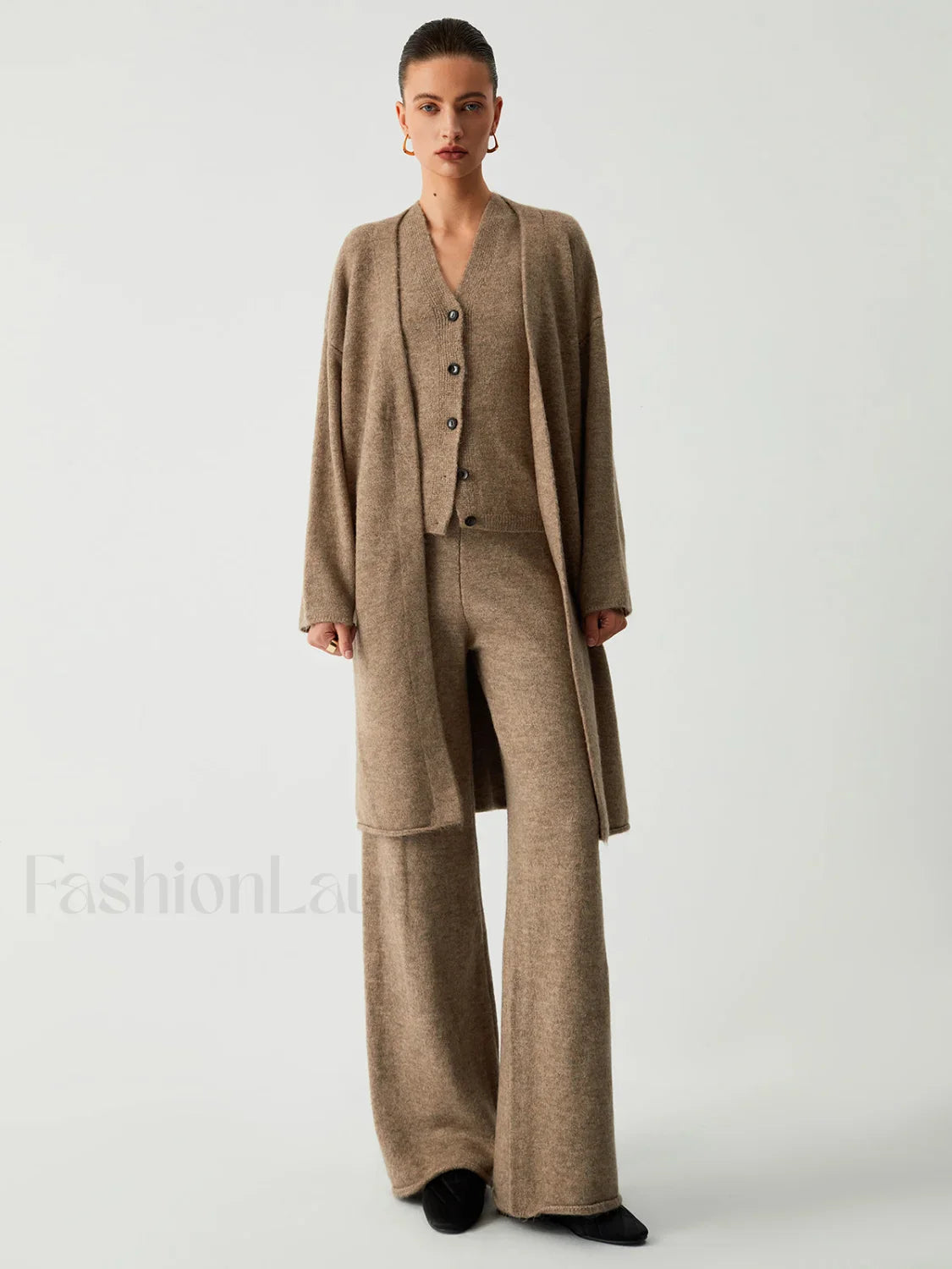 Leisure Long Cardigan Trendy Three Piece Pants Set