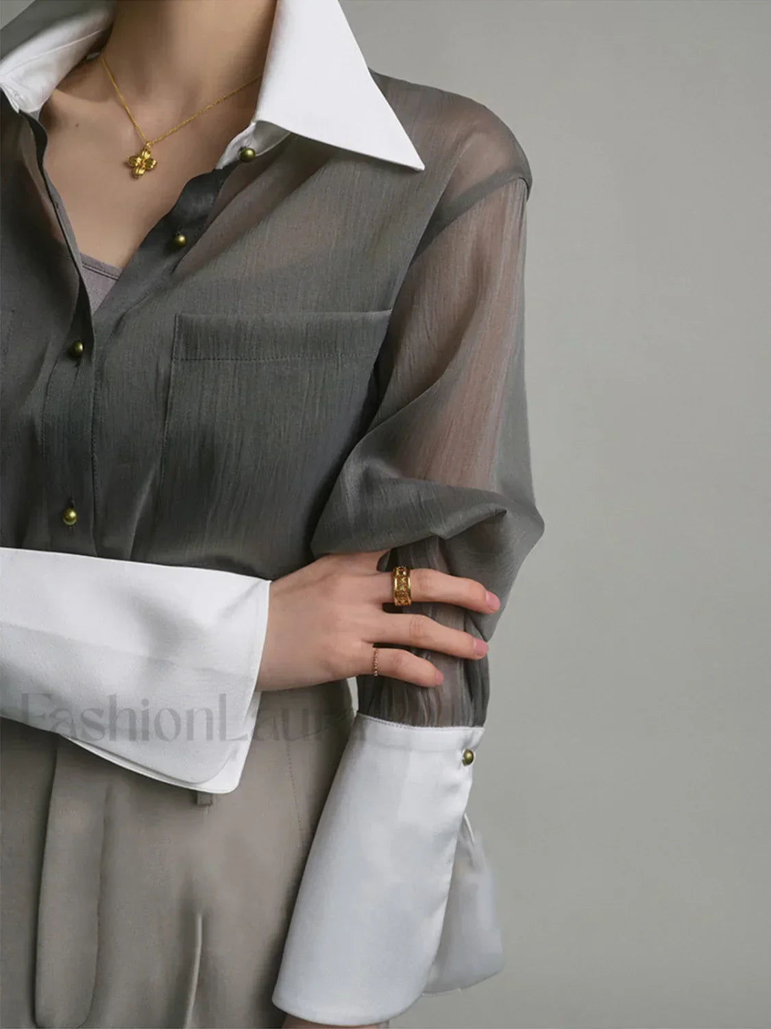 Leisure See Through Trendy Shirt With Cami Top