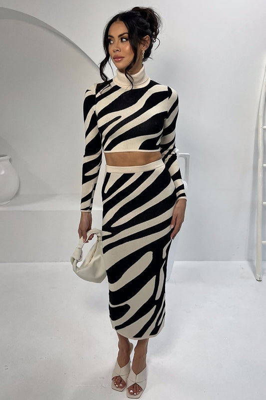 Conjunto de punto con estampado de cebra Lena