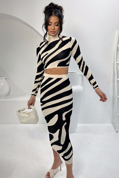 Conjunto de punto con estampado de cebra Lena