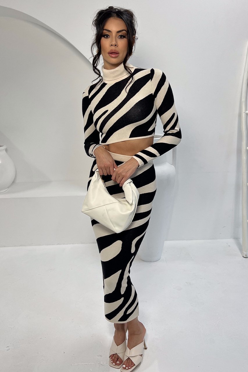 Conjunto de punto con estampado de cebra Lena
