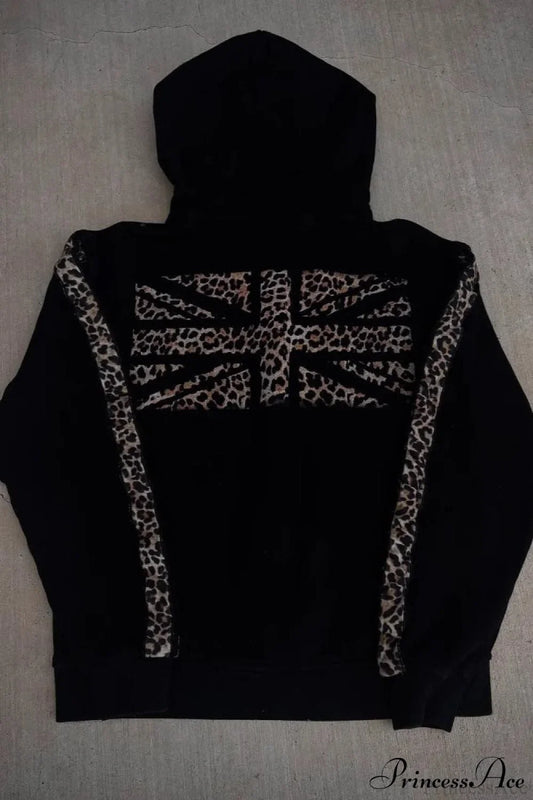 Leopard Print Y2K Street Zip-Up Hoodie