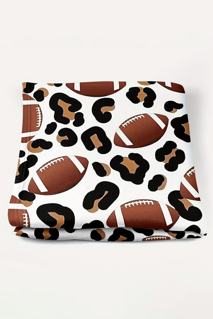 Leopard & Rugby Patterned Flannel Throw Blanket 130*150cm