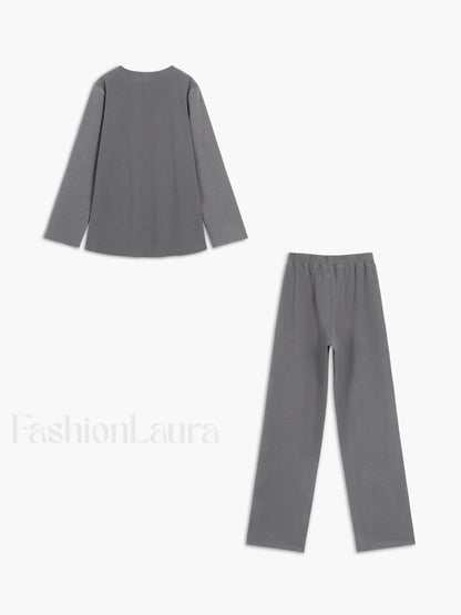 Let's Get Cozy Trendy Two Piece Pants Set