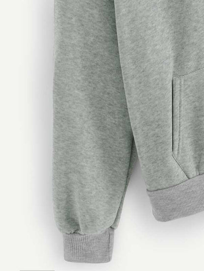 1987 Letter Graphic Drawstring Hoodie for Women