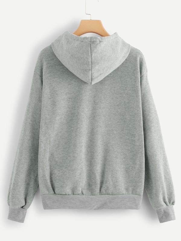 1987 Letter Graphic Drawstring Hoodie for Women