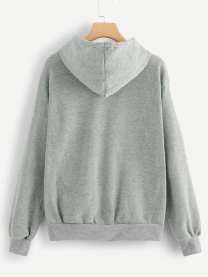 1987 Letter Graphic Drawstring Hoodie for Women