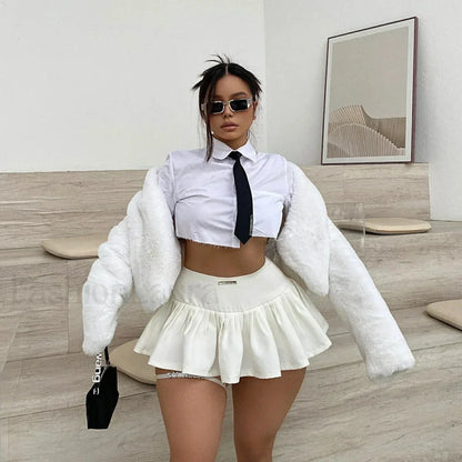 Letter Label Pleated Skirt