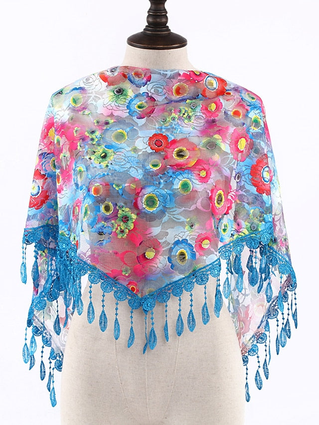 Bandana Hair Scarf Scarves Gift Daily Holiday Flowers Chiffon Casual Bohemia Sunscreen 1 PC for Women