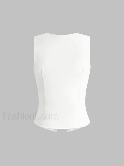 Linen Blends Button Up Tank Top