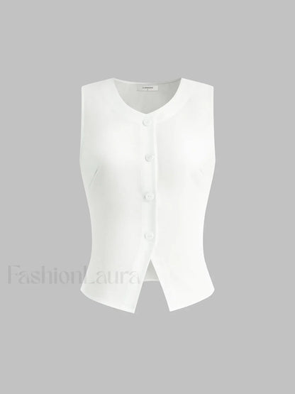 Linen Blends Button Up Tank Top