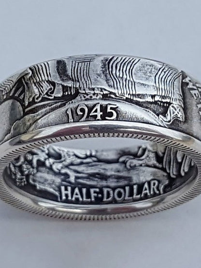 women   antique coin morgan ring  hot style dollar engraving 1945 ring for Women
