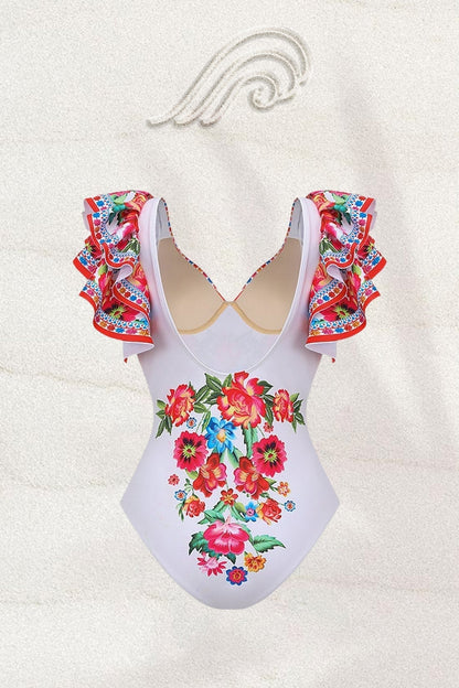 Conjunto de baño de dos piezas con estampado floral vintage de Livia