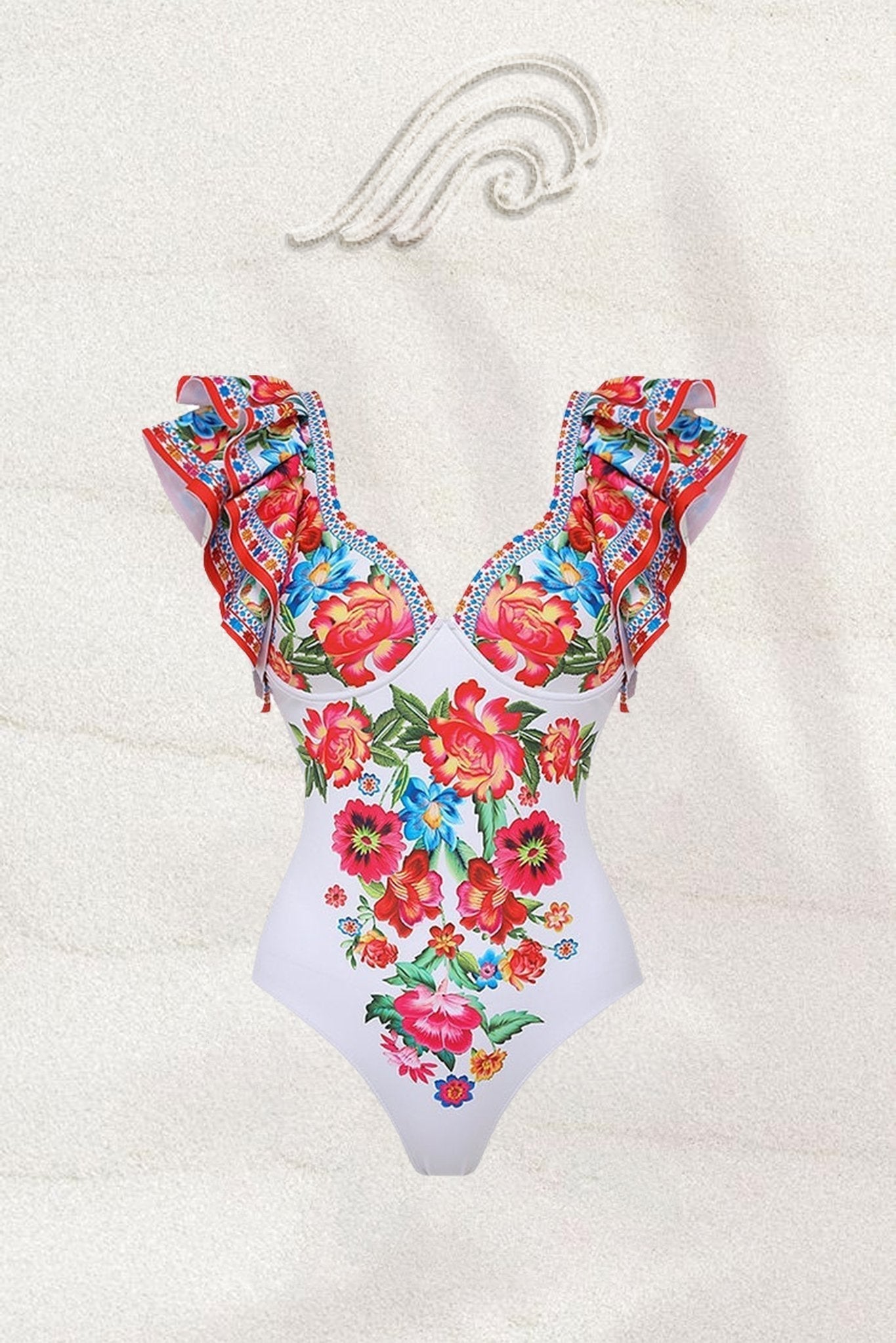 Conjunto de baño de dos piezas con estampado floral vintage de Livia