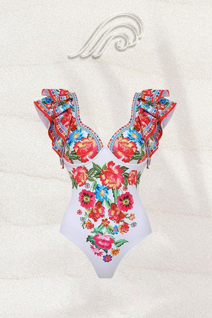 Conjunto de baño de dos piezas con estampado floral vintage de Livia