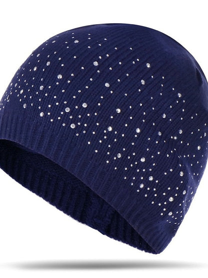 Hat Beanie / Slouchy Black Blue Camel Outdoor Home Daily Beaded Knit Polka Dot Portable Windproof Comfort for Women