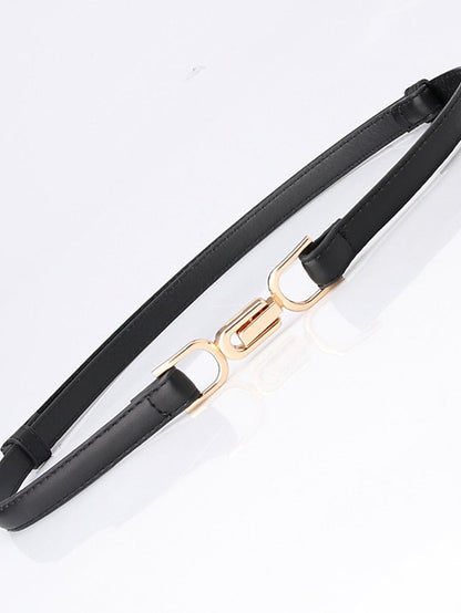 Unisex PU Buckle Belt Skinny Belt PU Leather Metal Bucke Plain Casual Classic Party Daily Black Red Brown Navy Blue for Women