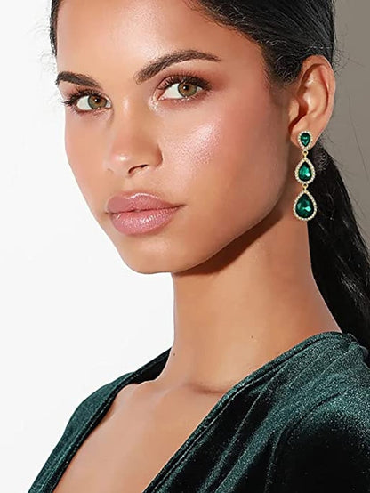 1 Pair Crystal Teardrop Pear Shape  Earrings For Party Evening Mother's Day Acrylic Rhinestone Alloy for Women