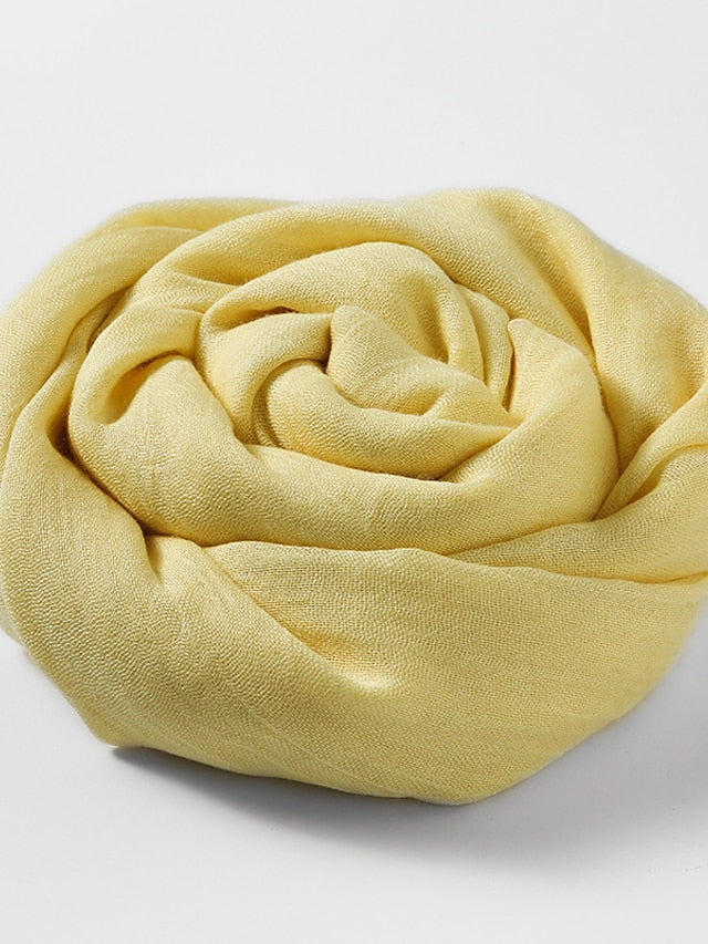 Shawls & Wraps Outdoor Dailywear Holiday White Yellow Pink Scarf Pure Color for Women