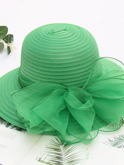 Party Hat Party Wedding Street Mesh Bowknot Ribbon bow Dark Blue Beige Hat Black White Red Green Purple for Women
