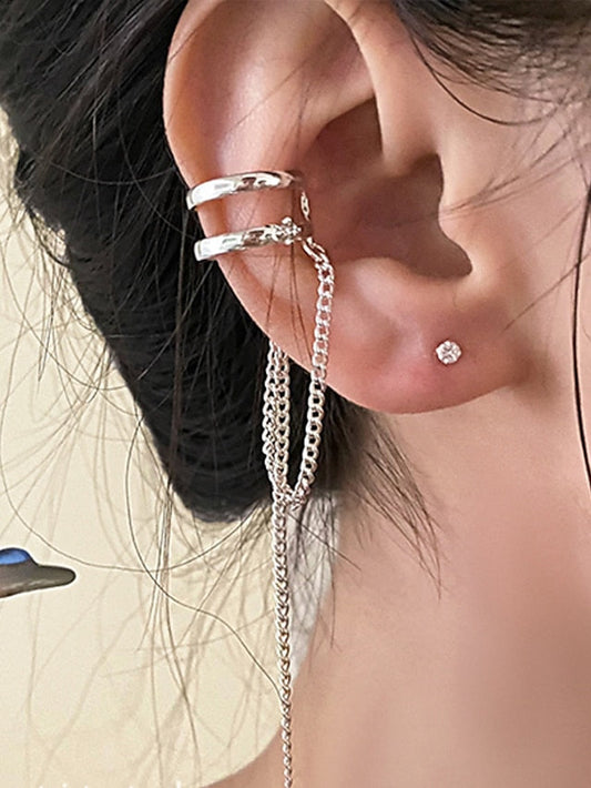 1 Pair Mismatch Earrings For Birthday Party Evening Gift Alloy Tassel Fringe Fashion for Women