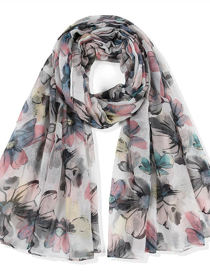180*90cm Flower Voile Scarf Long Shawl Bandana Women Elegant Print Scarf Scarves Fashion Dress Up for Women