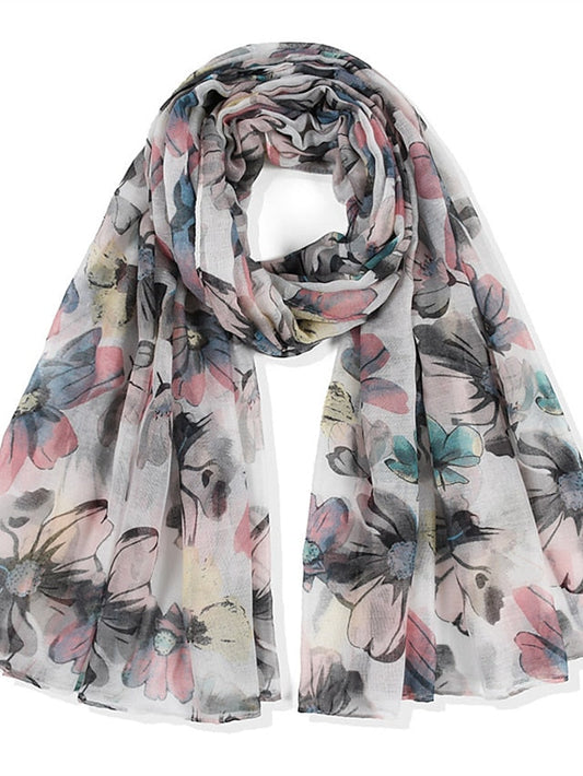 180*90cm Flower Voile Scarf Long Shawl Bandana Women Elegant Print Scarf Scarves Fashion Dress Up for Women