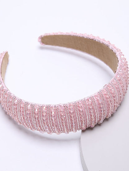 1PC Girls' Headbands Pearl Headband Diamond Headband Fashion Padded Velvet Fabric Hairband Hair Band Headwear for Women Girl (Colorful Summer) for Women