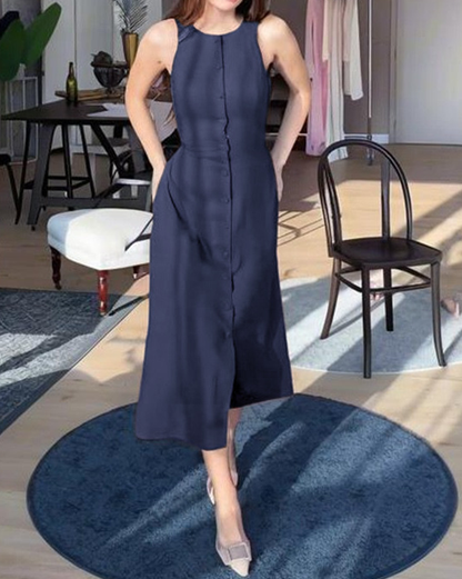Button Waist Temperament Dress