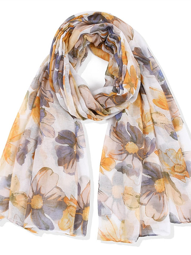 180*90cm Flower Voile Scarf Long Shawl Bandana Women Elegant Print Scarf Scarves Fashion Dress Up for Women