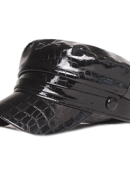 New Black Brown Colors Pu Leather Cap Fashion Caps Beret Ladies Retro Newsboy Hat Outdoor Sun Hats for Women
