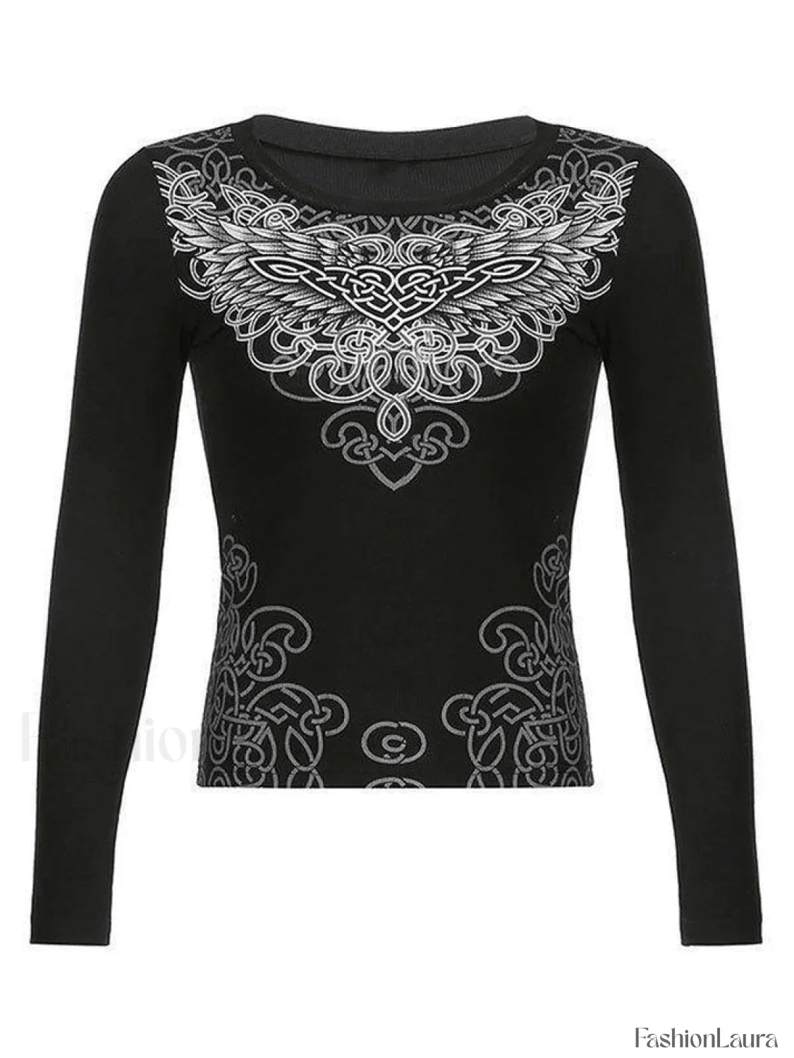 Long Sleeve Heart Pattern Print Tee