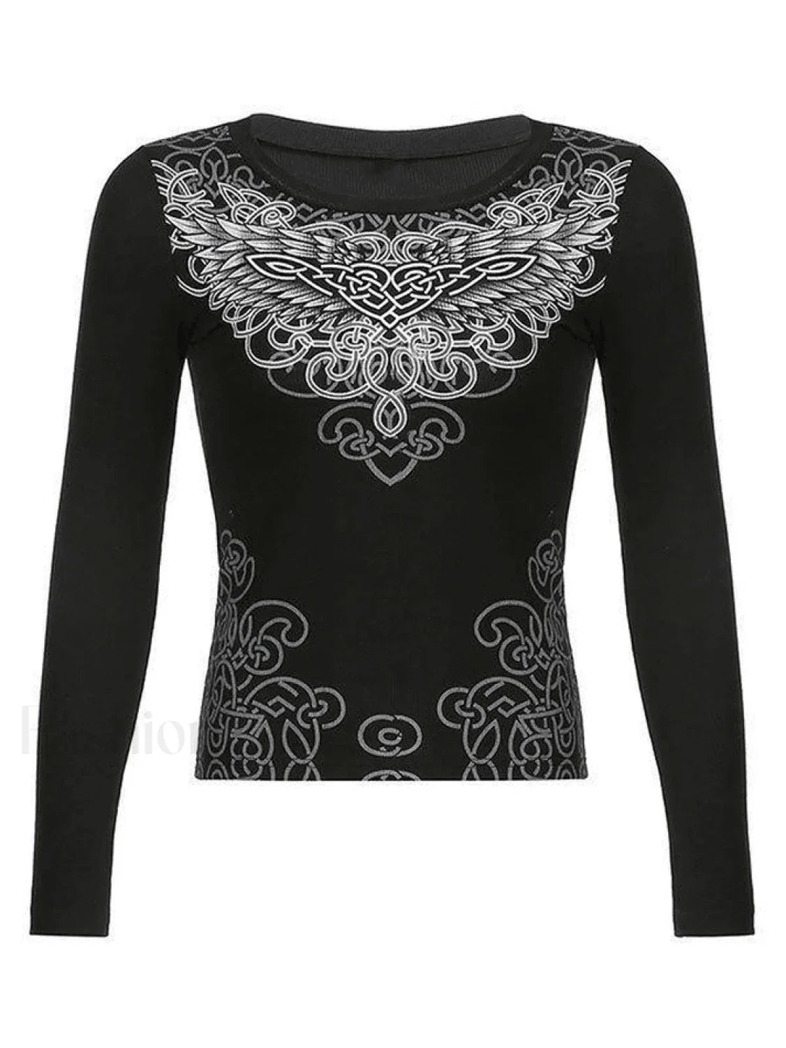 Long Sleeve Heart Pattern Print Tee