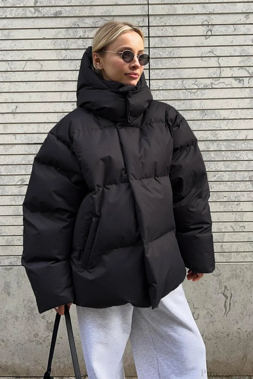 Loose Solid Minimalist Hooded Cotton Coat