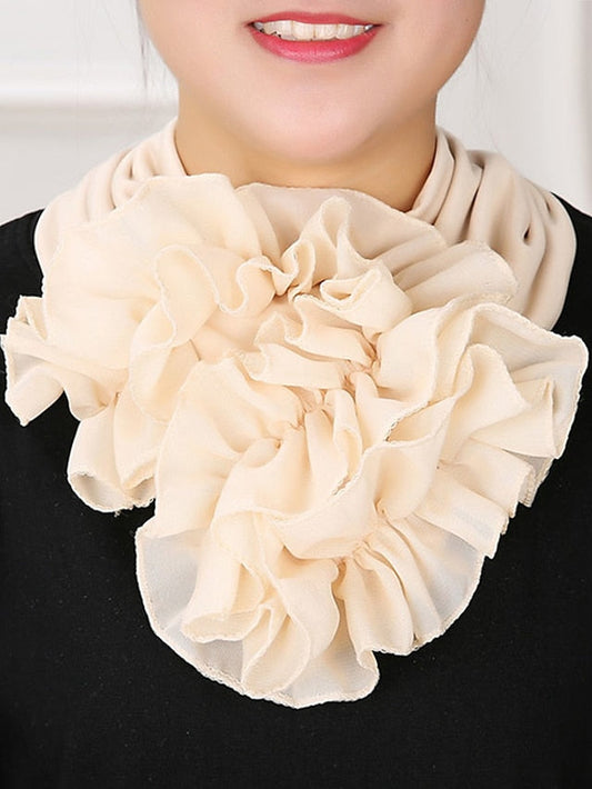 Floral Chiffon Neck Guard False Collar Hedging Scarf Summer Autumn Women Protect Cervical Elastic Bib Headneck for Women