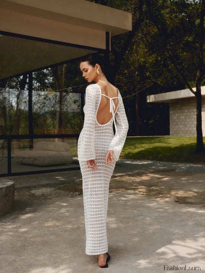 Love Galore Backless Trendy Knit Long Dress