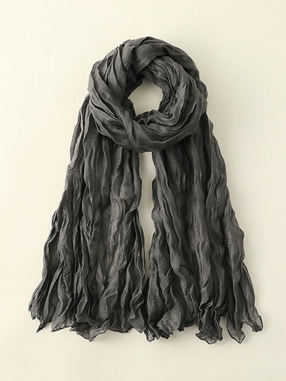 1pcs New Thin Pleated Women Scarf Hijabs Plain Color Girls Scarfs Ladies Shawl Wrap Headband Soft Warm Scarves for Women