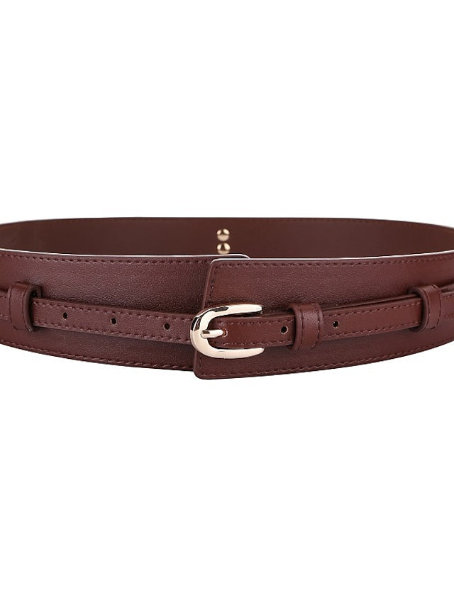 Wide Belt Party Wedding Street Daily Coffee White Belt Solid Color Red Fall Winter Spring Summer for Women