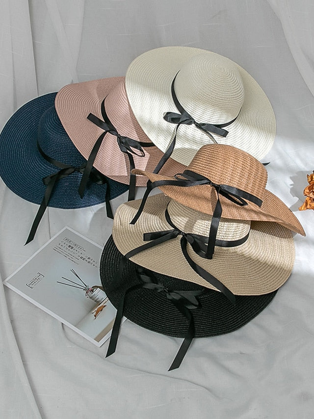 Multi Colors with Black Ribbon Beach Hat Floppy Beach Hats Personalized Beach Hat Friend Gift Summer Sun Hat for Women