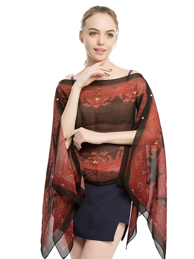 Satin Scarves Shawl Daily Holiday Chiffon Vacation Casual Bohemia Sunscreen Outdoor 1 PC for Women