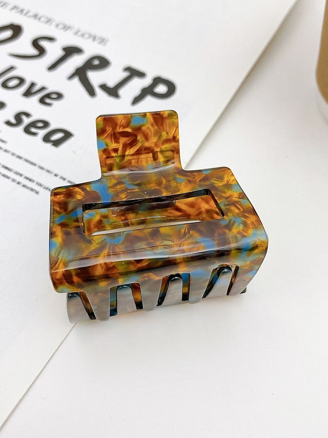 1PC Girls' Hair Hair Claw Various Hair Clip  Aliya&K 8 Pack For Women Girls Hair Claw Clips Matte Gold Crystal Hair Claws Acetic Acid Hair Clips for Women